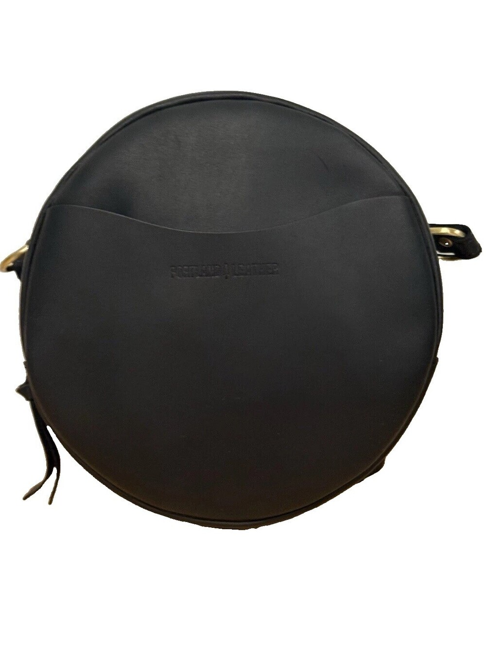 Portland Leather Goods Large Circle Crossbody Black Leather 9” Shoulder Bag